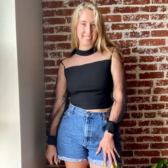 SHEIN Tops - Shein black top with sheer sleeves